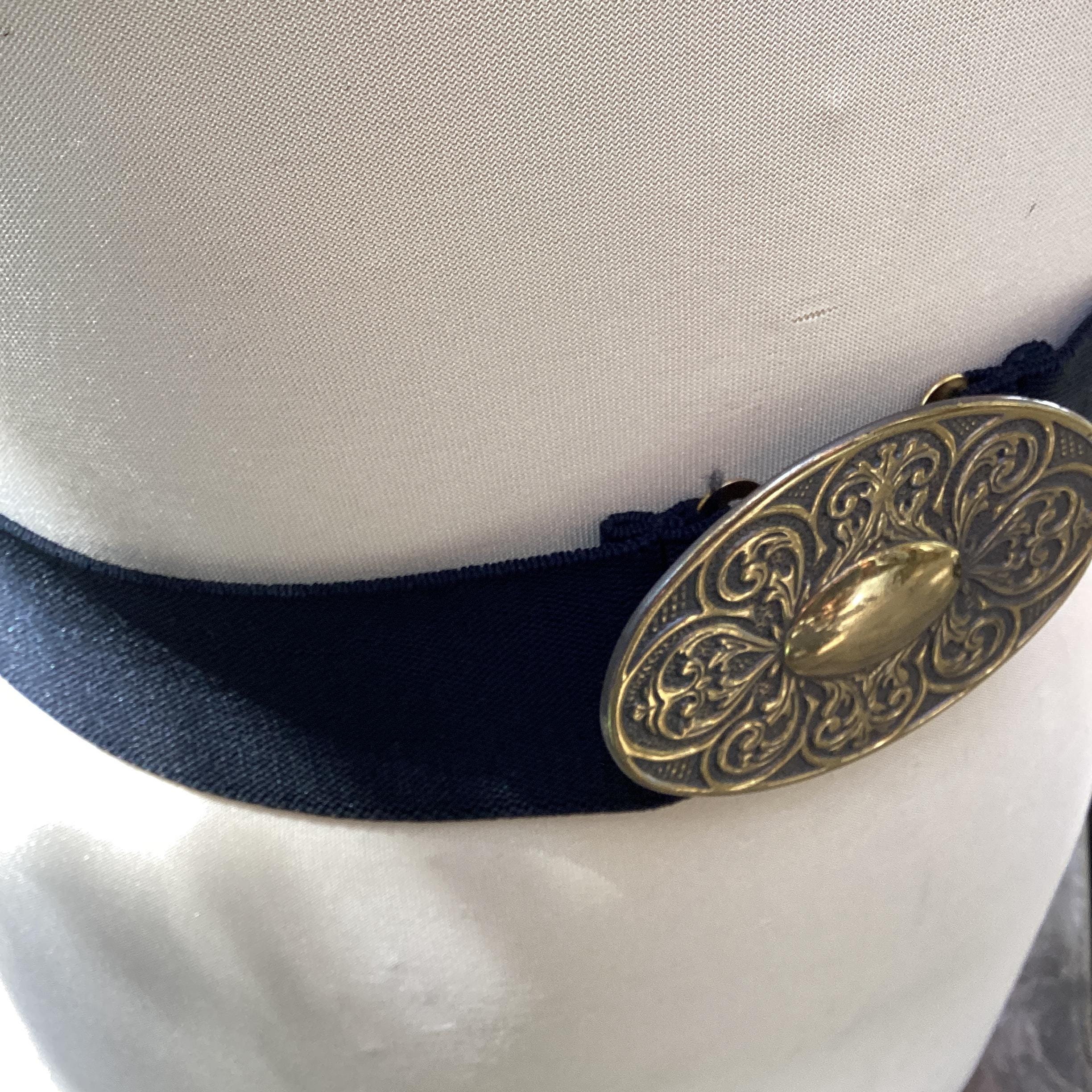 SKAFFLES Vintage Wide Elastage Oval Buckle Belt Black Stretch Bronze CottageCore isabelle_black.jpg?v=  main image 3