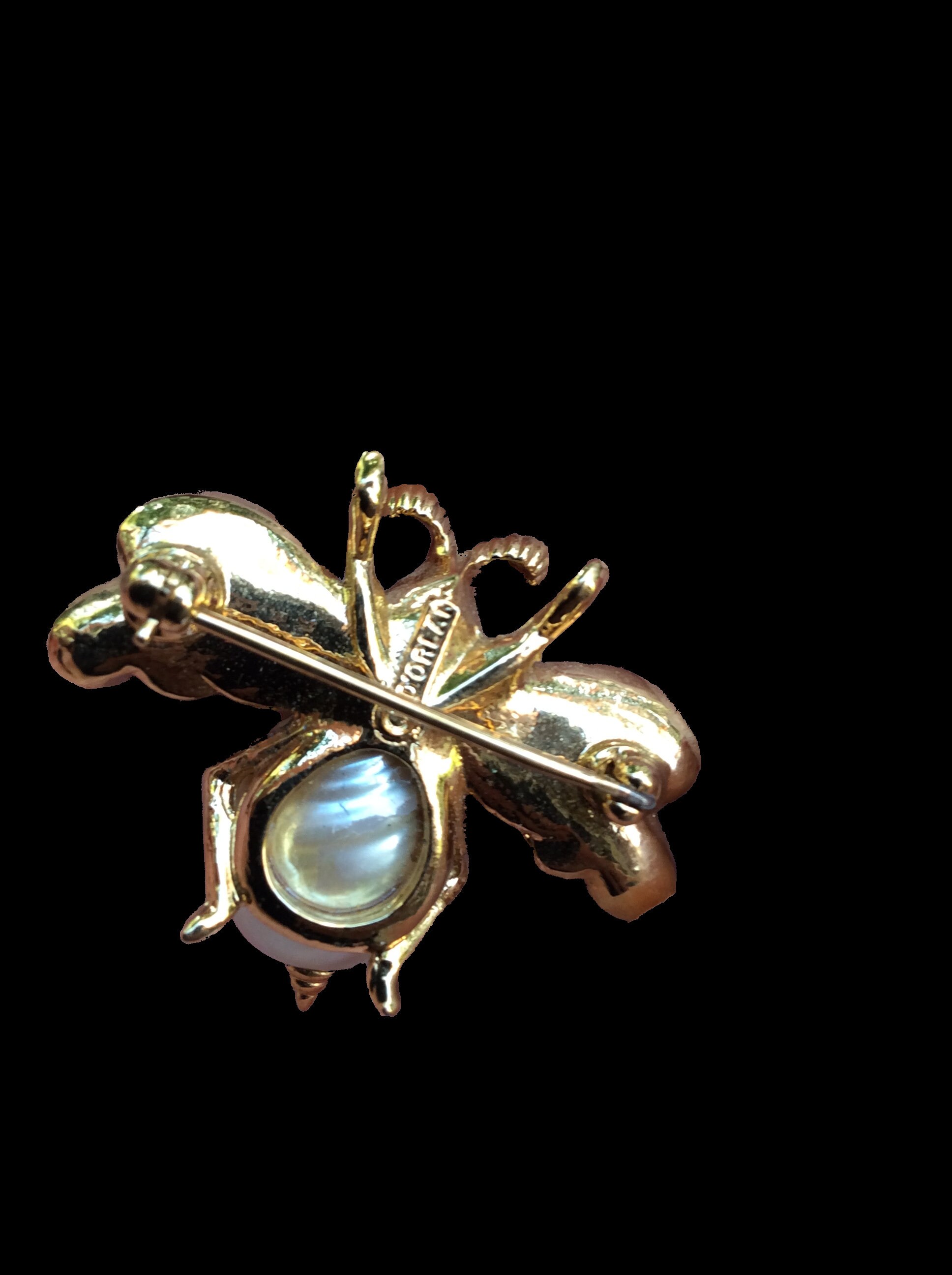 Vintage D'orlan Designer Brooch Bee Bumblebee Pin Pearl