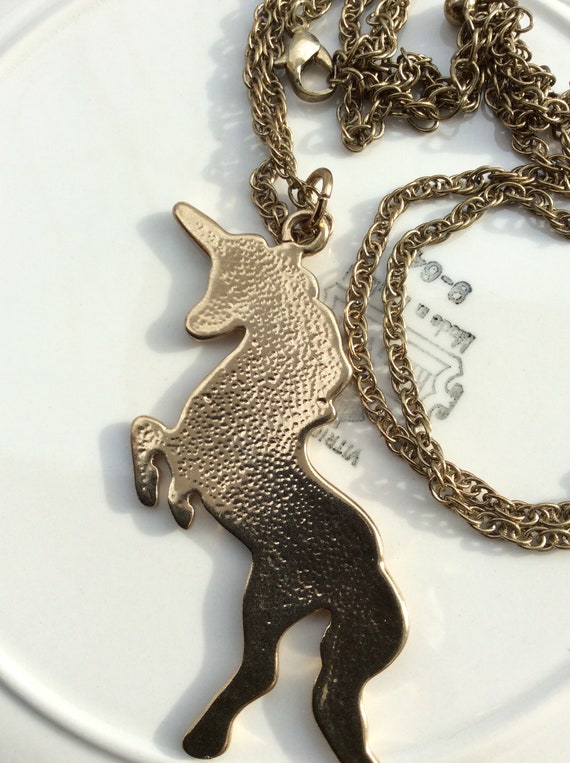 Vintage Silhouette Unicorn long chain Pendant nec… - image 6