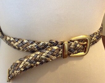 Vintage Braided Metallic Belt, Gold Woven Fashion Belt - Etsy display picture 1