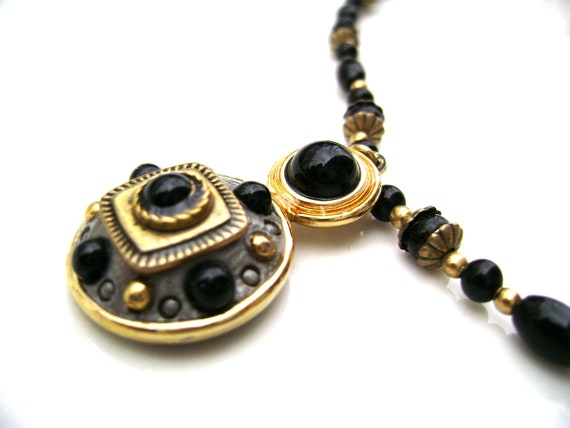 Vintage Michal Golan Designer Jewelry Black bead … - image 2