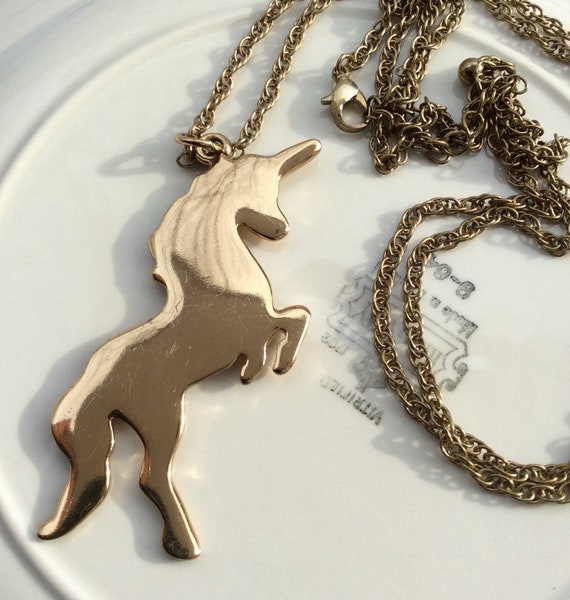Vintage Silhouette Unicorn long chain Pendant nec… - image 5