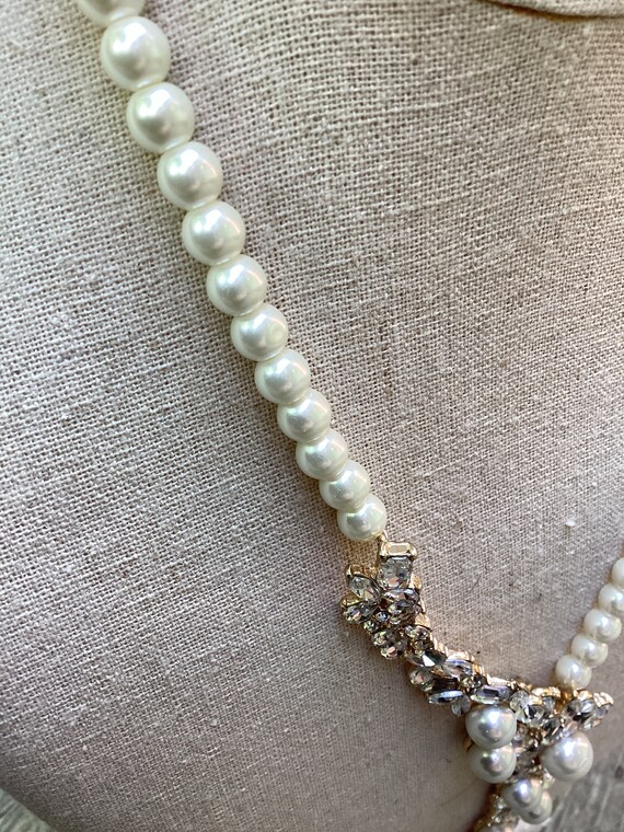 vintage classy statement luxury white Bead and rh… - image 3