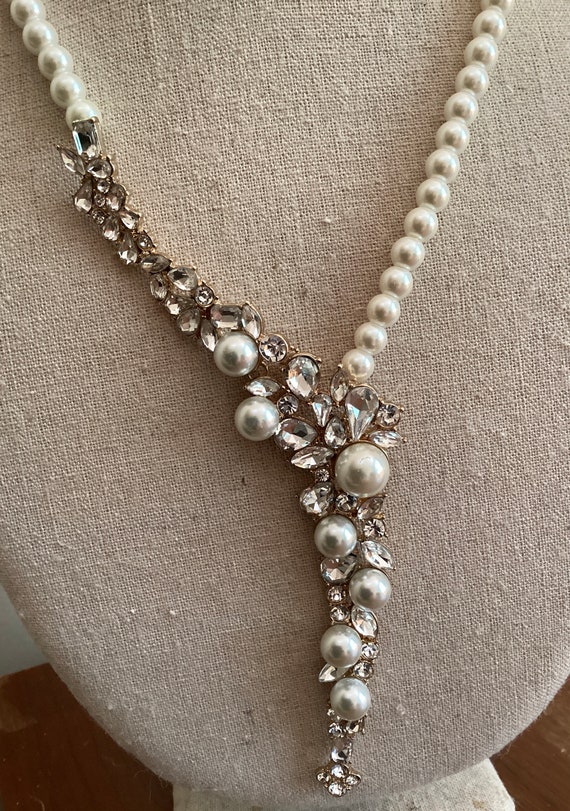 vintage classy statement luxury white Bead and rh… - image 6