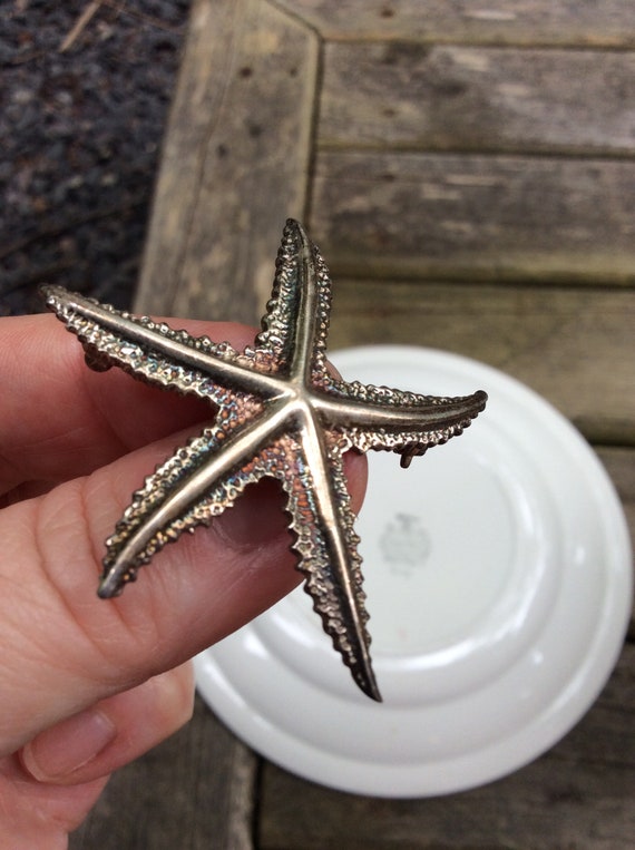Vintage Big sterling Silver Starfish Mexican Ster… - image 5