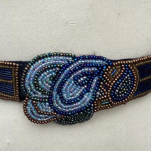 Vintage \'85 Emmanuel Canada Blue Suede Belt Croc-Embossed Black Buckle Hand painted Wedgewood Blue Porosus Crocodile Back Belt  main image 4
