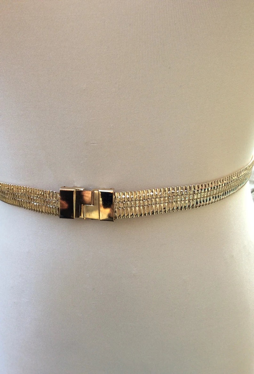 Vintage Gold Silver Lamé Cinch Belt - Gutos West Germany 