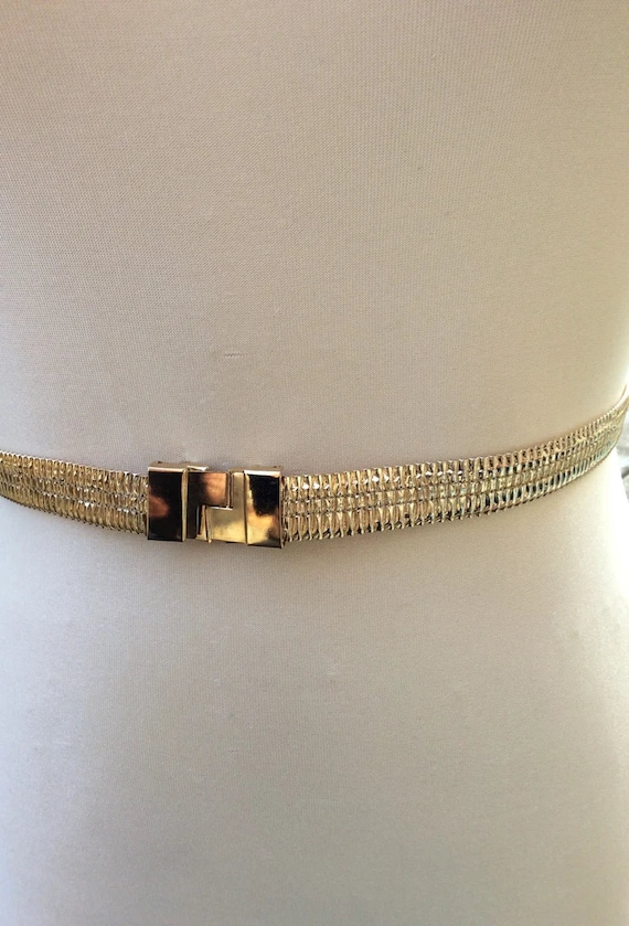 Vintage Gold Lamé Cinch Belt - Gutos West Germany Designer 