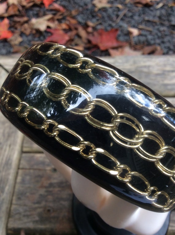 Vintage big encased chain black and clear resin B… - image 1