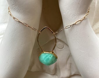Vintage Chalcedony Prism Pendant Necklace: 14K Gold Filled Rach B Jewelry