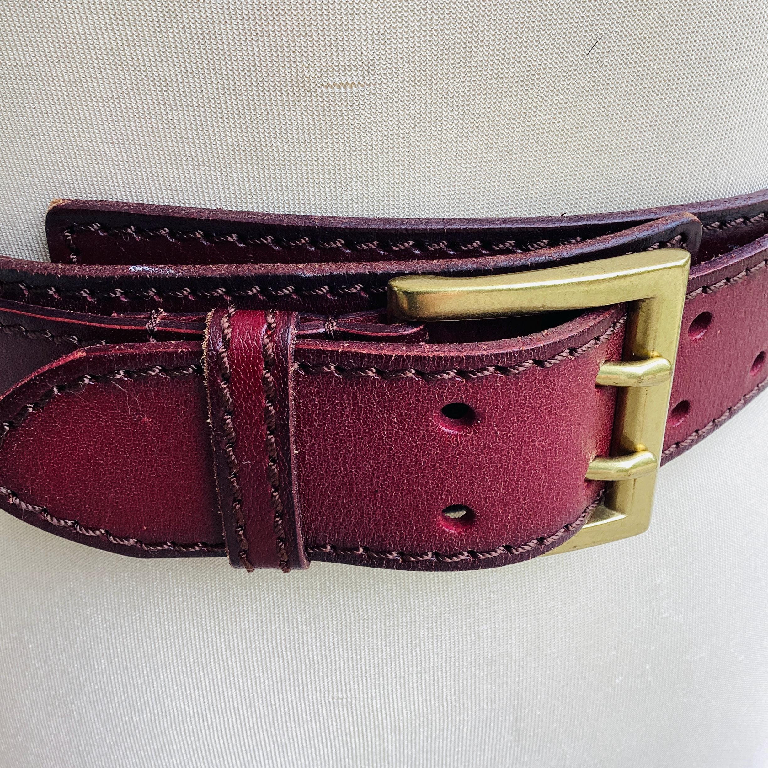 Vintage Y2K Size M Brown Leather Square Brass Buckle Belt Abercrombie & Fitch Leather Brown Belts for Men for sale | eBay main image 2
