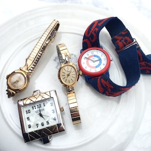 vintage watch collection For parts repair retro watches for Arts and Crafts supples Upcycle retro Timex Wrist Watch Geneva Watch arts as is