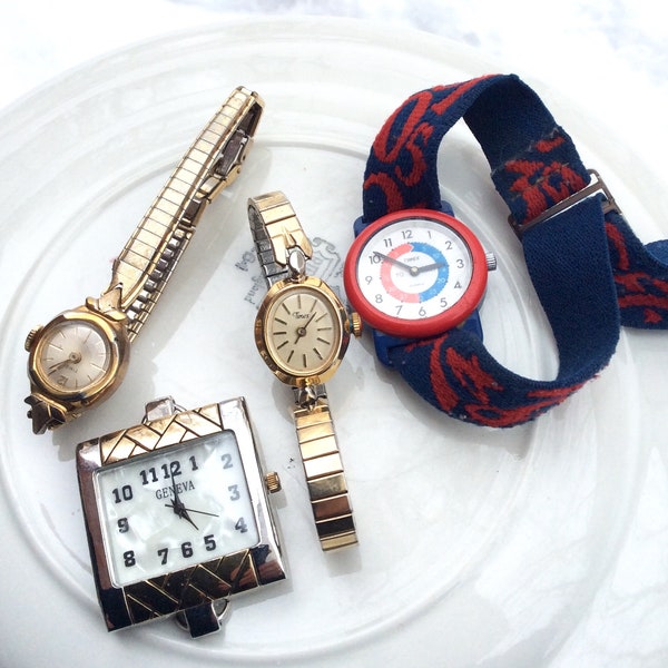 vintage watch collection For parts repair retro watches for Arts and Crafts supples, Upcycle retro Timex Wrist Watch Geneva Watch arts