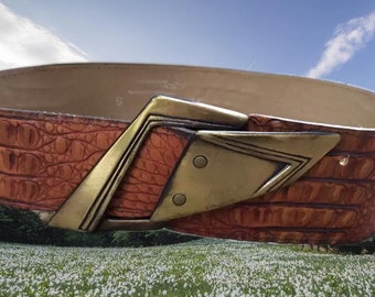 Vintage wide fashion belt designer asymmetrical faux snake skin Montreal Ceintures Rabid Belt Company cowgirl fashion accessories wardrobe