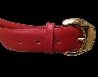 Vintage Designer Belts Amanda Smith Red Leather Adjustable  display picture 3