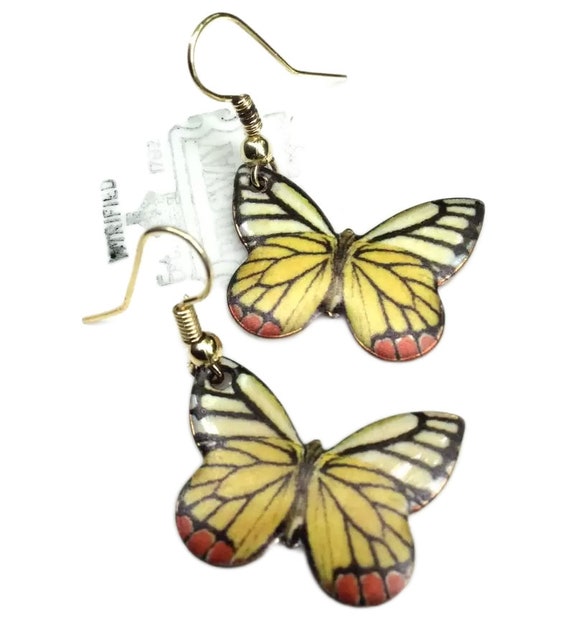 Vintage Monarch butterfly enamel earrings, bold co