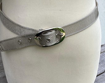 Vintage Silver Mesh Belt With Flying Eagle and Painted  display picture 2