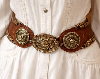 Avion International White Woven Leather Belt Silver Western Buckle Wide Boho Wide White Braided Leather Belt: Boho Chic Woven Waist Belt  main image 4