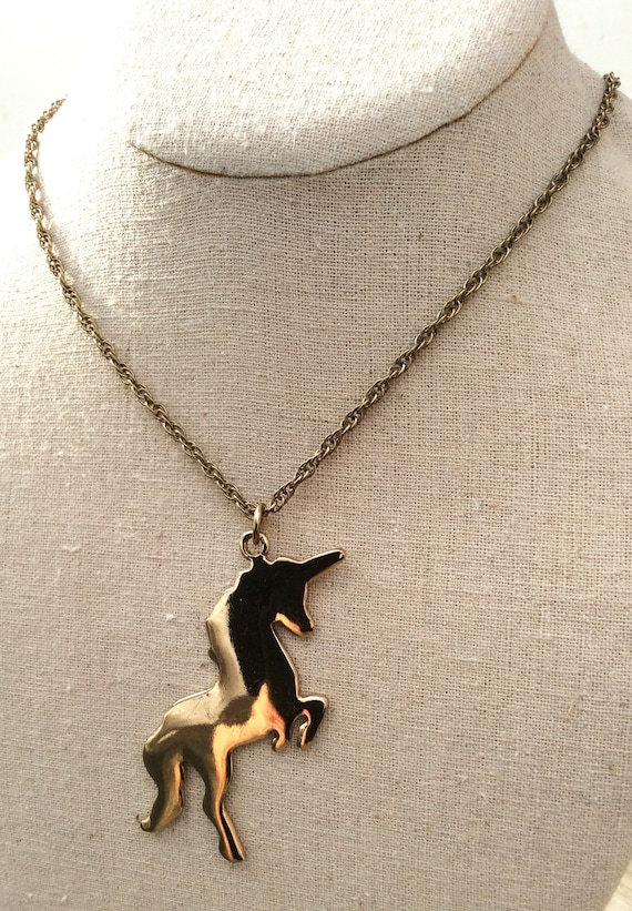 Vintage Silhouette Unicorn long chain Pendant nec… - image 7