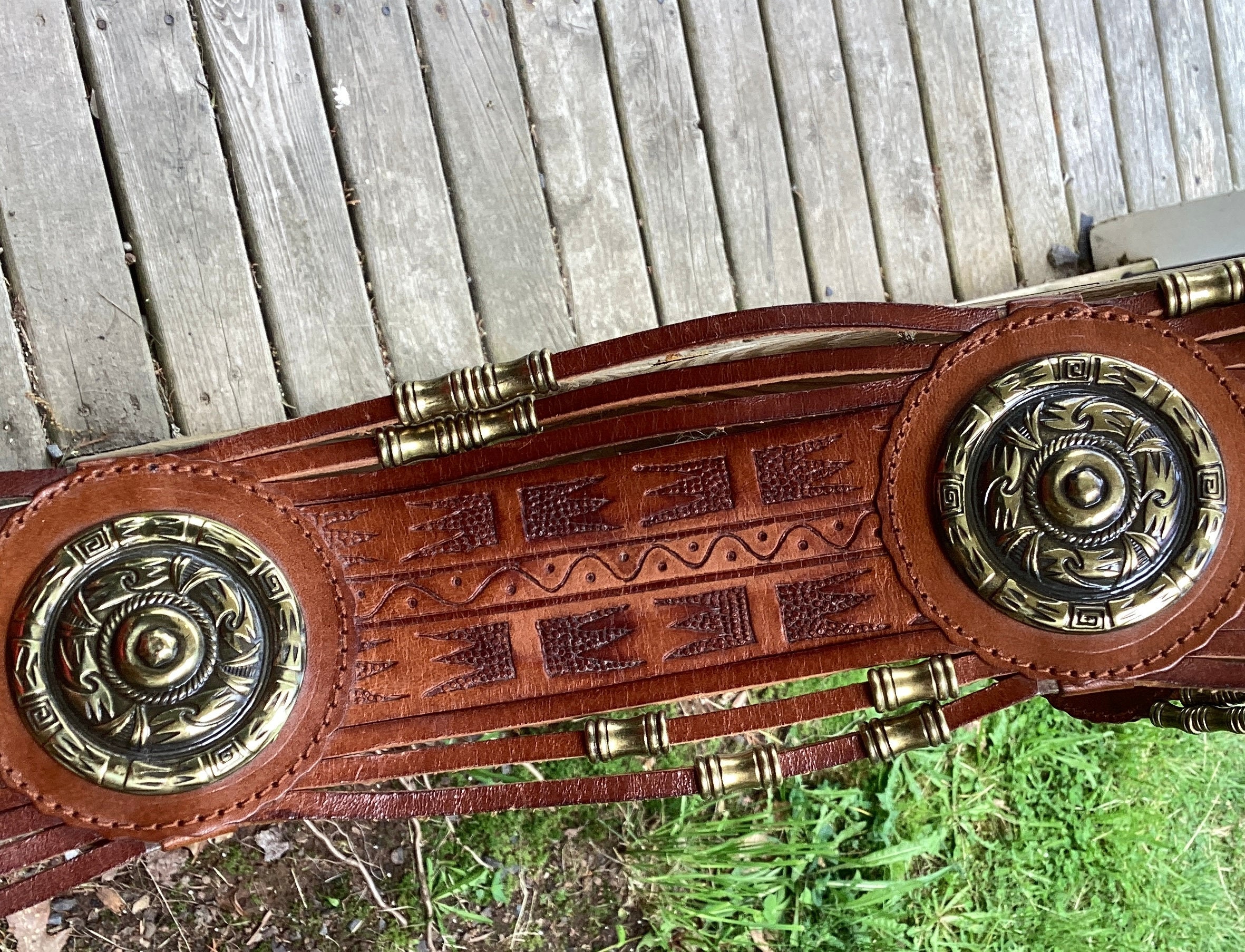 Vintage Avion International Designer Leather Belt Ornate  display picture 3