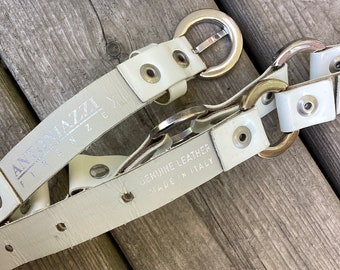 Vintage Antoniazzi Firenze Italian Leather Belt: White Wet  display picture 1