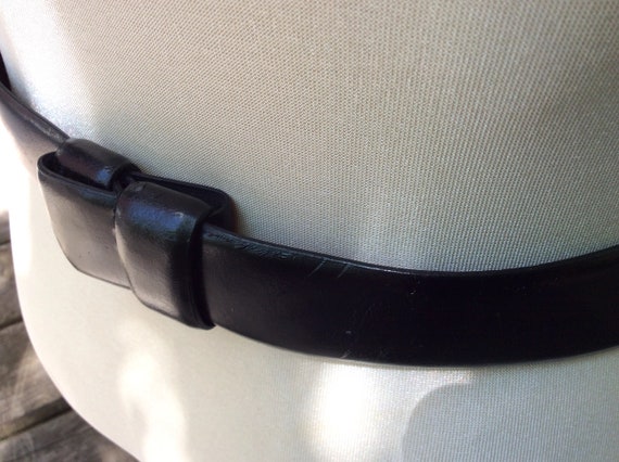 Vintage black leather knotted rope Hook belt, ret… - image 5