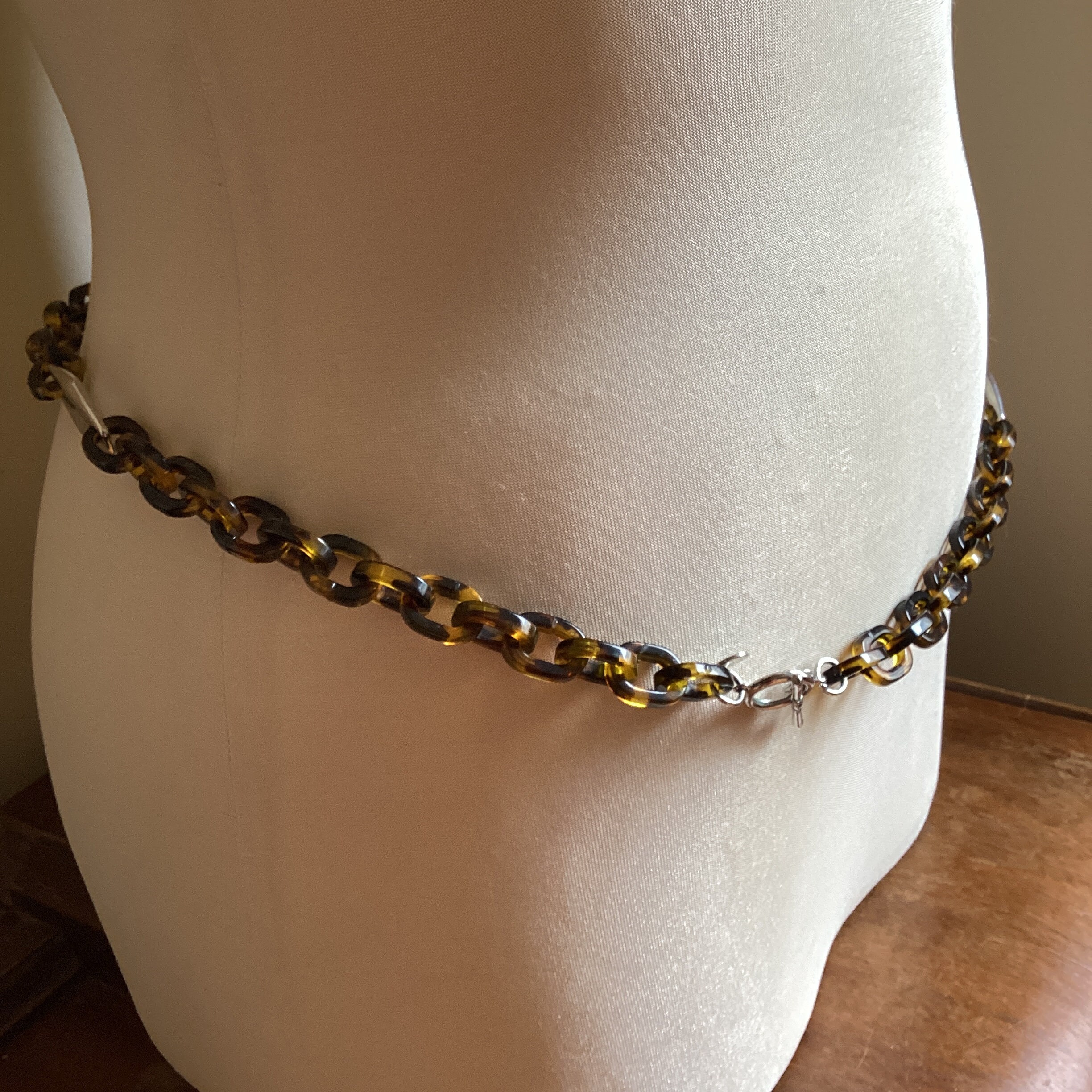 Vintage Faux Tortoiseshell Chain Link Belt - Mod Urban Style 