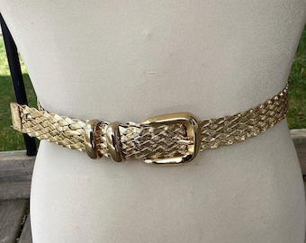 Vintage Gold and Silver Tone Braided Belt, 90s High Waist  display picture 3
