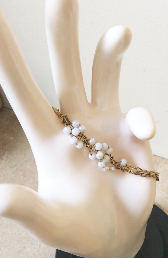 Vintage Gold tone baby white pearl beaded Napier … - image 3