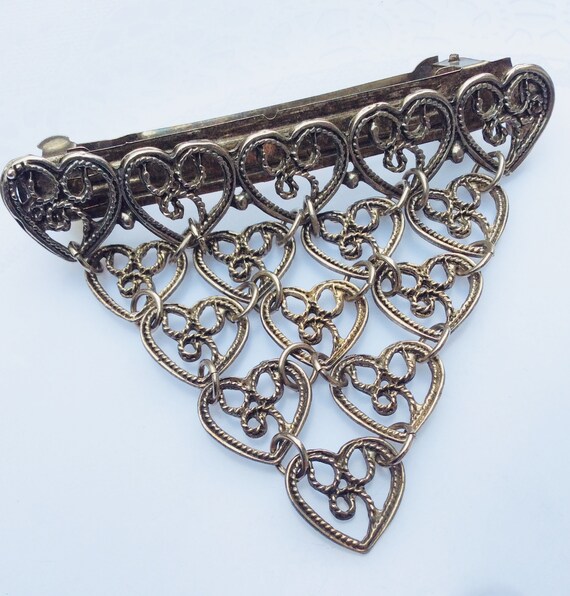 Vintage hair adornments filigree metal Valentine … - image 2