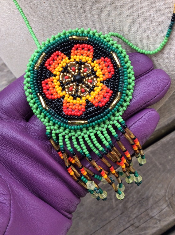 vintage colorful Southwestern Native style beaded… - image 3