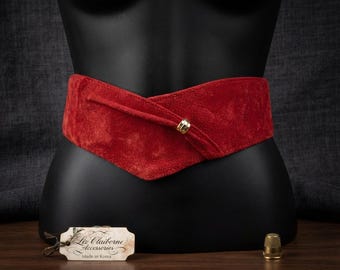 Vintage Liz Claiborne Red Suede Wide Statement Belt | Small / Petite
