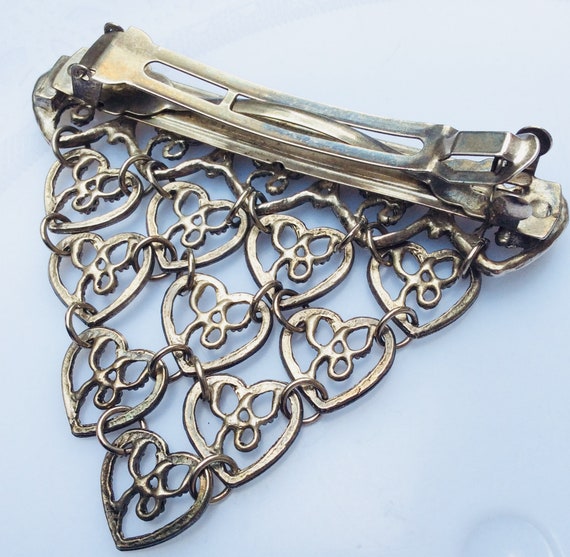 Vintage hair adornments filigree metal Valentine … - image 6