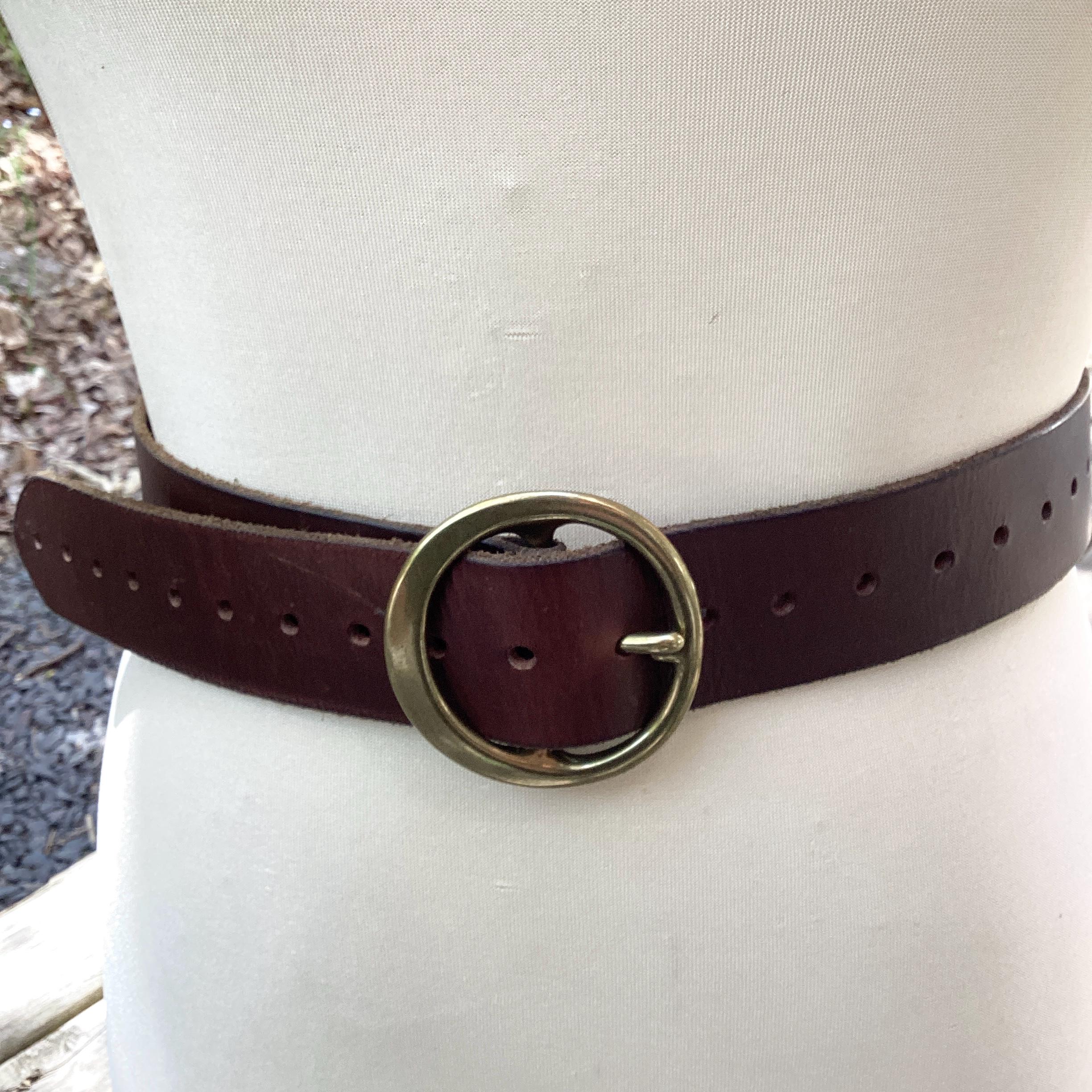 Vintage Banana Republic Wide Brown Leather Belt: Solid Brass  display picture 2