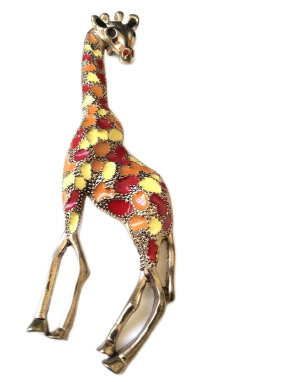 Vintage multi color Enamel Giraffe Pendant, maxima