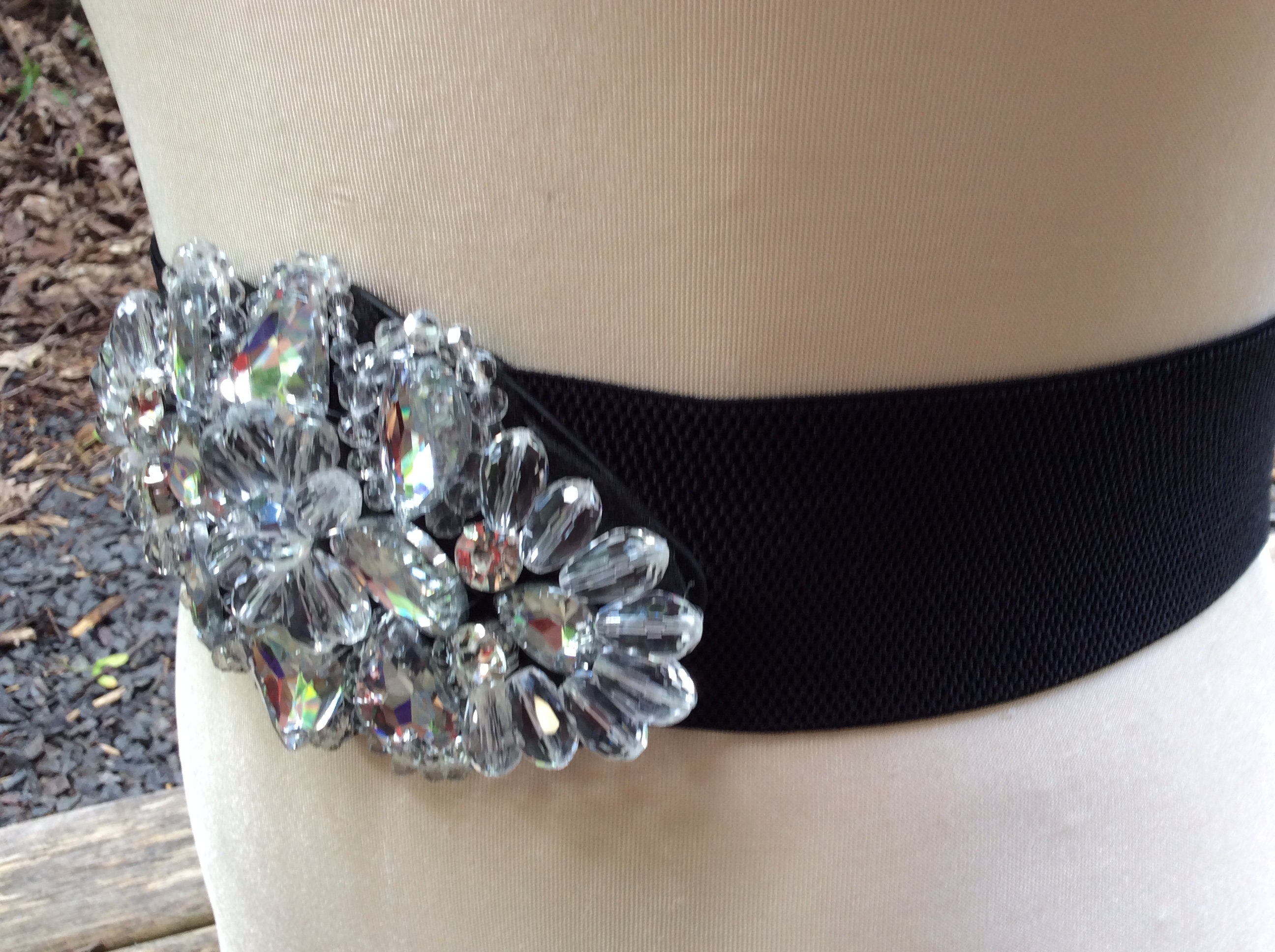 Vintage European Crystal Stretch Belt black Wide Waist Belt Resourt Glamour ZYALTFDC Black Belts for Women Dresses Women main image 2
