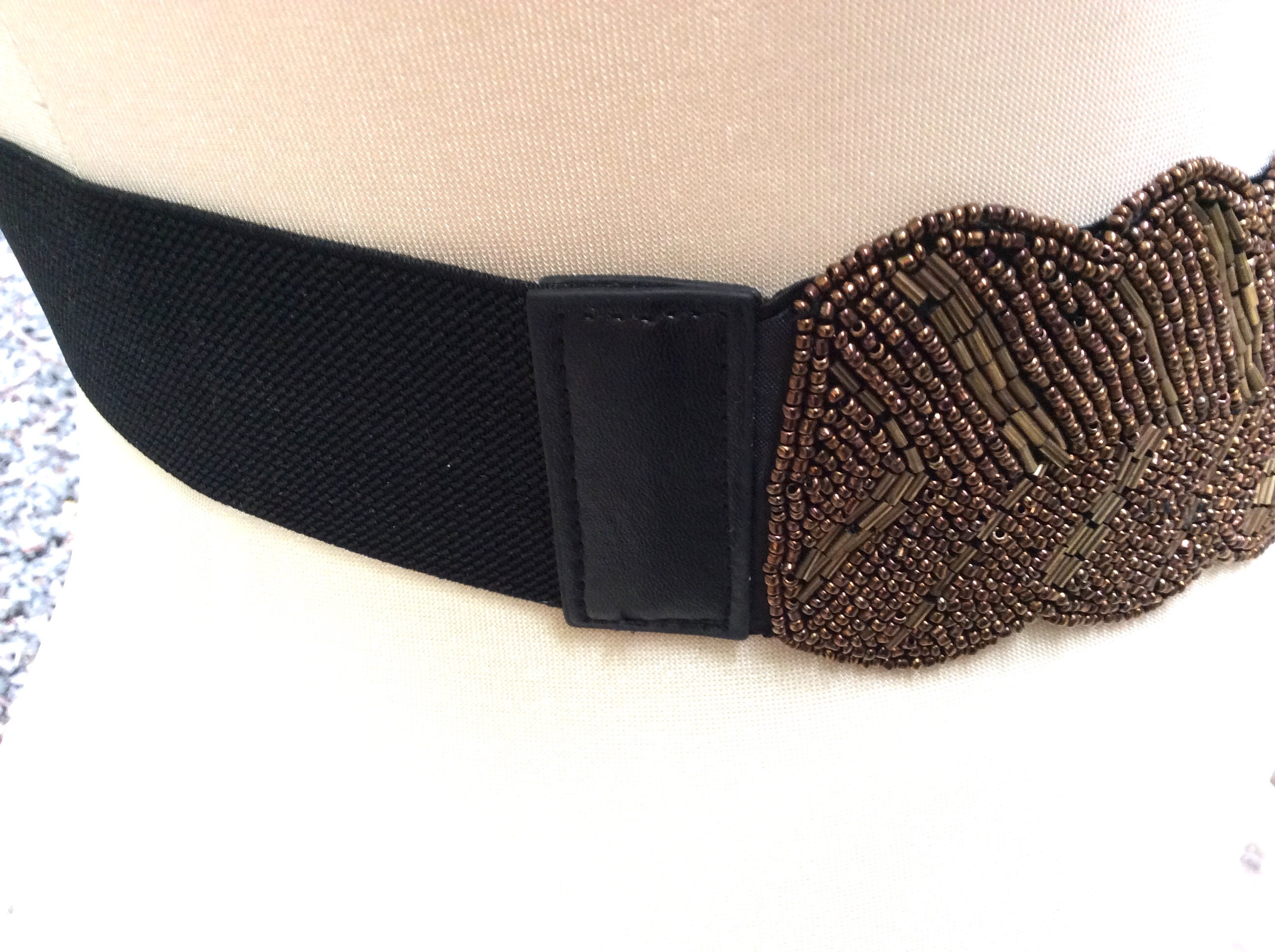 Vintage Black Beaded Fashion Belt Wardrobe Accessories 
