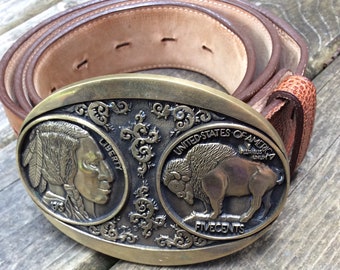 Montana Silversmiths Buffalo Nickel Belt Buckle Value Vintage