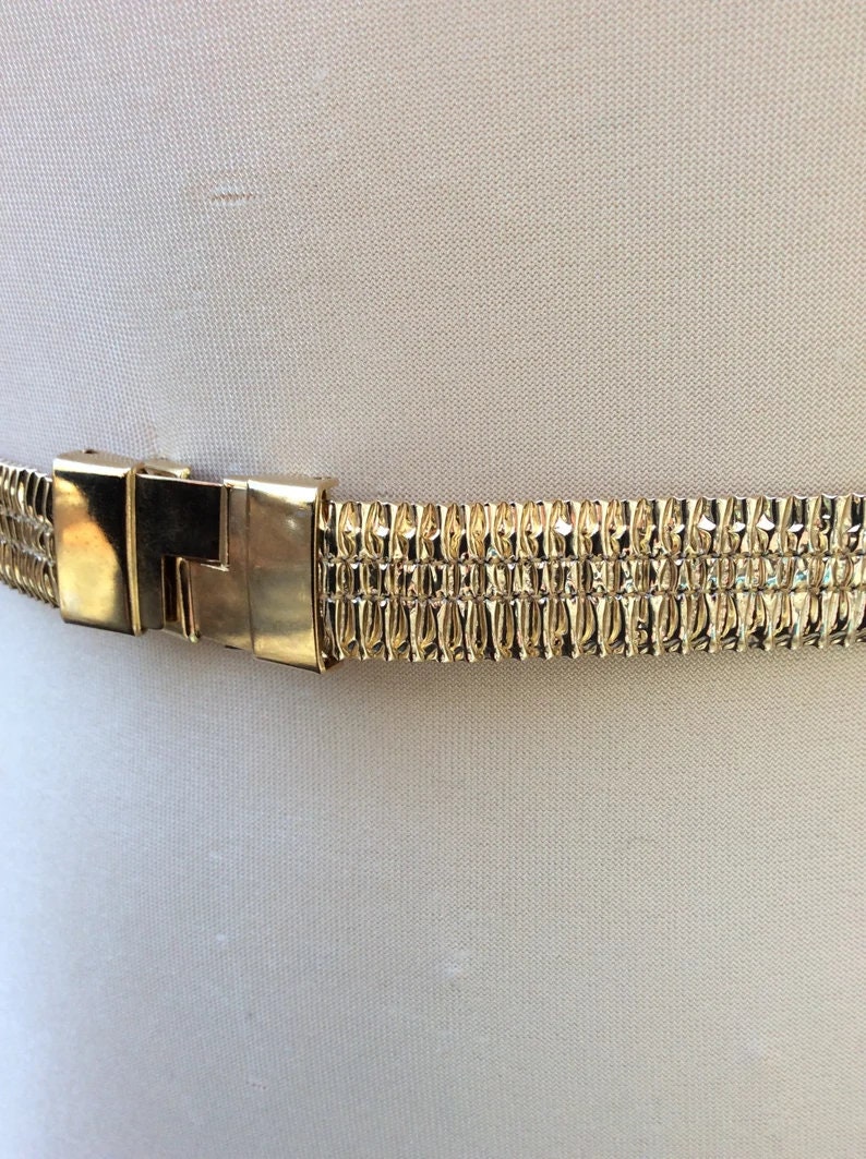 Vintage Gold Lamé Cinch Belt - Gutos West Germany Designer  display picture 1