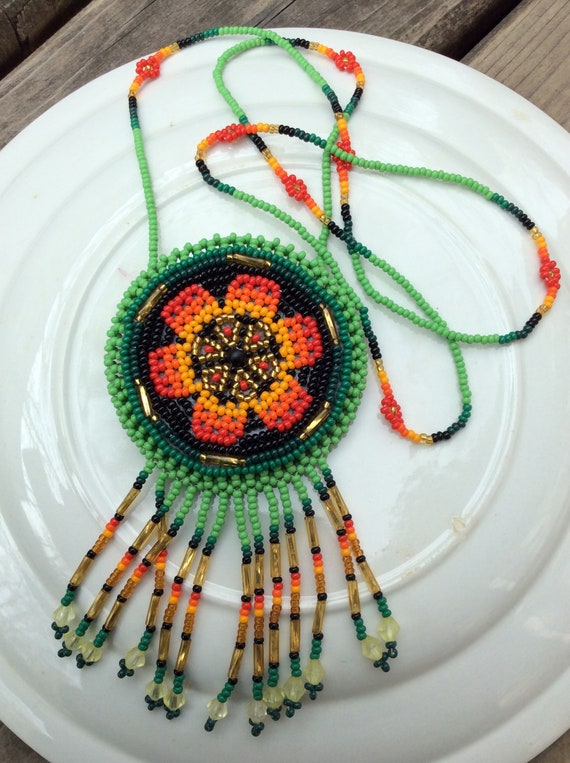 vintage colorful Southwestern Native style beaded… - image 4