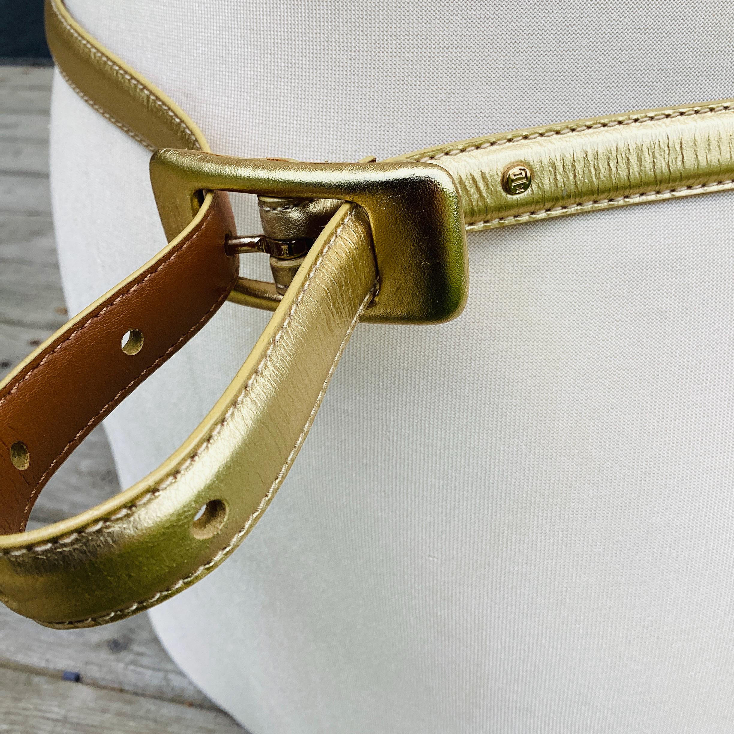 Vintage Ralph Lauren Gold Leather Belt: Women display picture 2