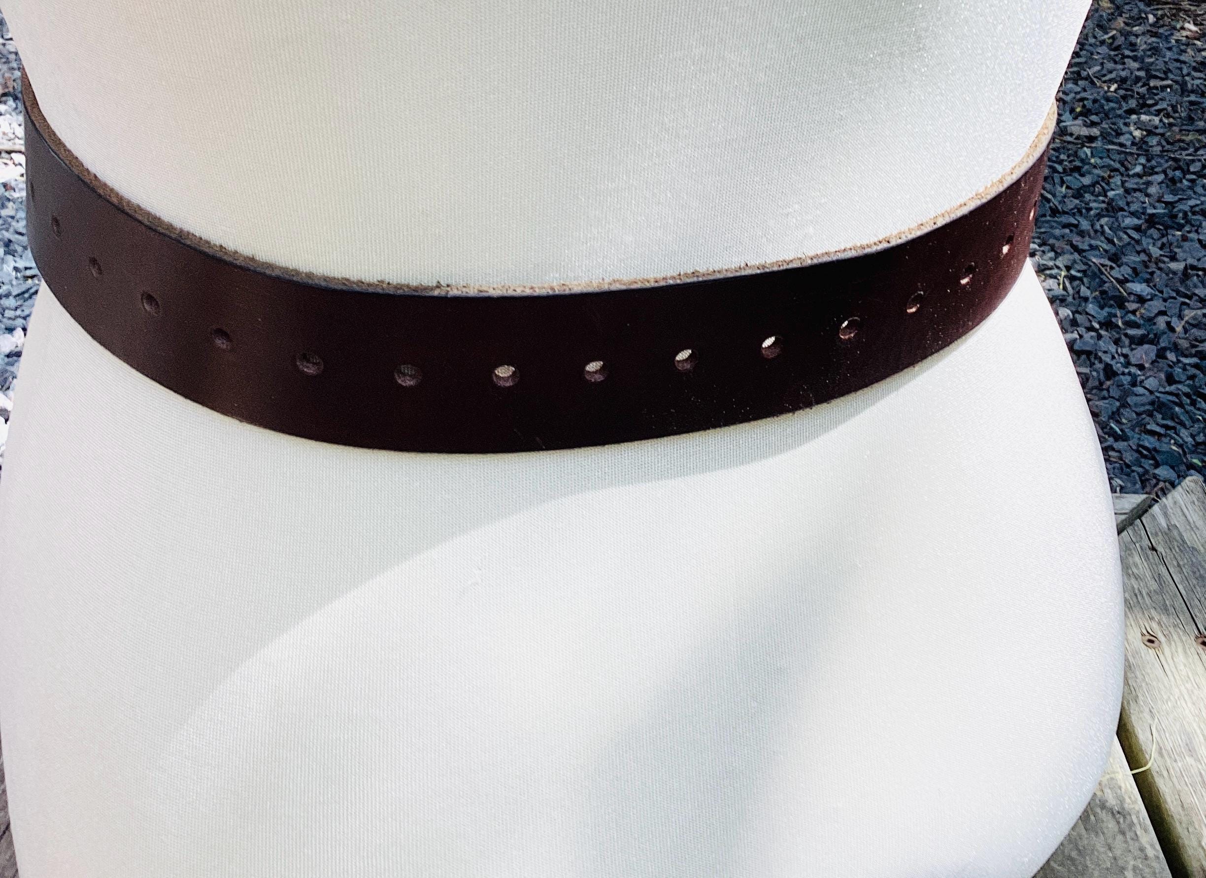 Vintage Banana Republic Wide Brown Leather Belt: Solid Brass 