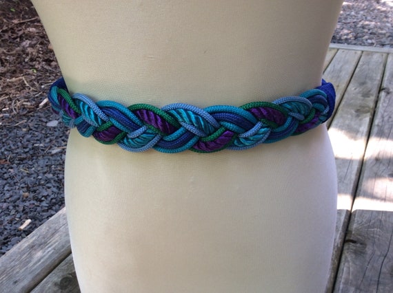 Vintage women's purple and blue satin braided fab… - image 5