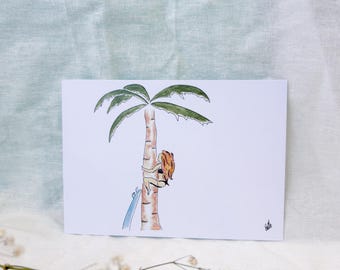 Art Print- Girl on a Palmtree