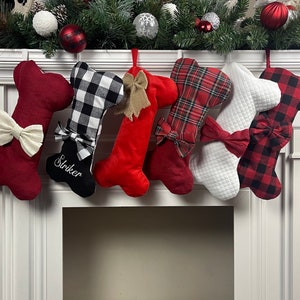 Personalized Red plaid Dog/cat  bone stockings