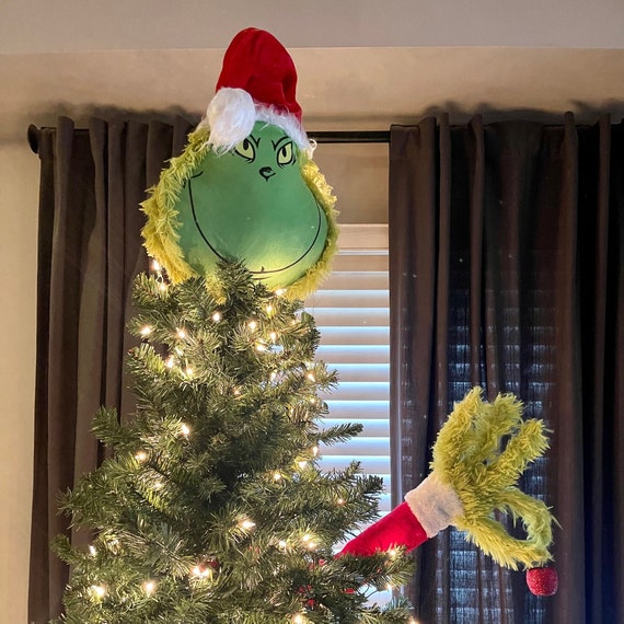 Grinch Head and Arm Tree Topper, Christmas Decorations, Grinch Christmas  Tree, Christmas Tree Topper, Christmas Decorations Grinch Themed 