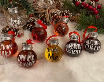 Christmas Booze ball ornaments, Ornament shots