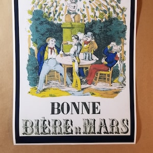 Bonne Biere De Mars Poster 12&quot; x 16&quot; - St. Patrick&#39;s day Leprechaun Party Bar Festive Germany Stine Draught Old Advertisement Dorm Keg
