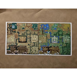 Zelda Map Classic SNES 12&quot; X 24&quot; Link to the Past Nintendo Link Light Dark World Map