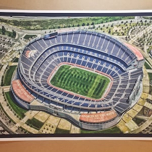 Denver Broncos Mile High Stadium Poster - Colorado Football NFL